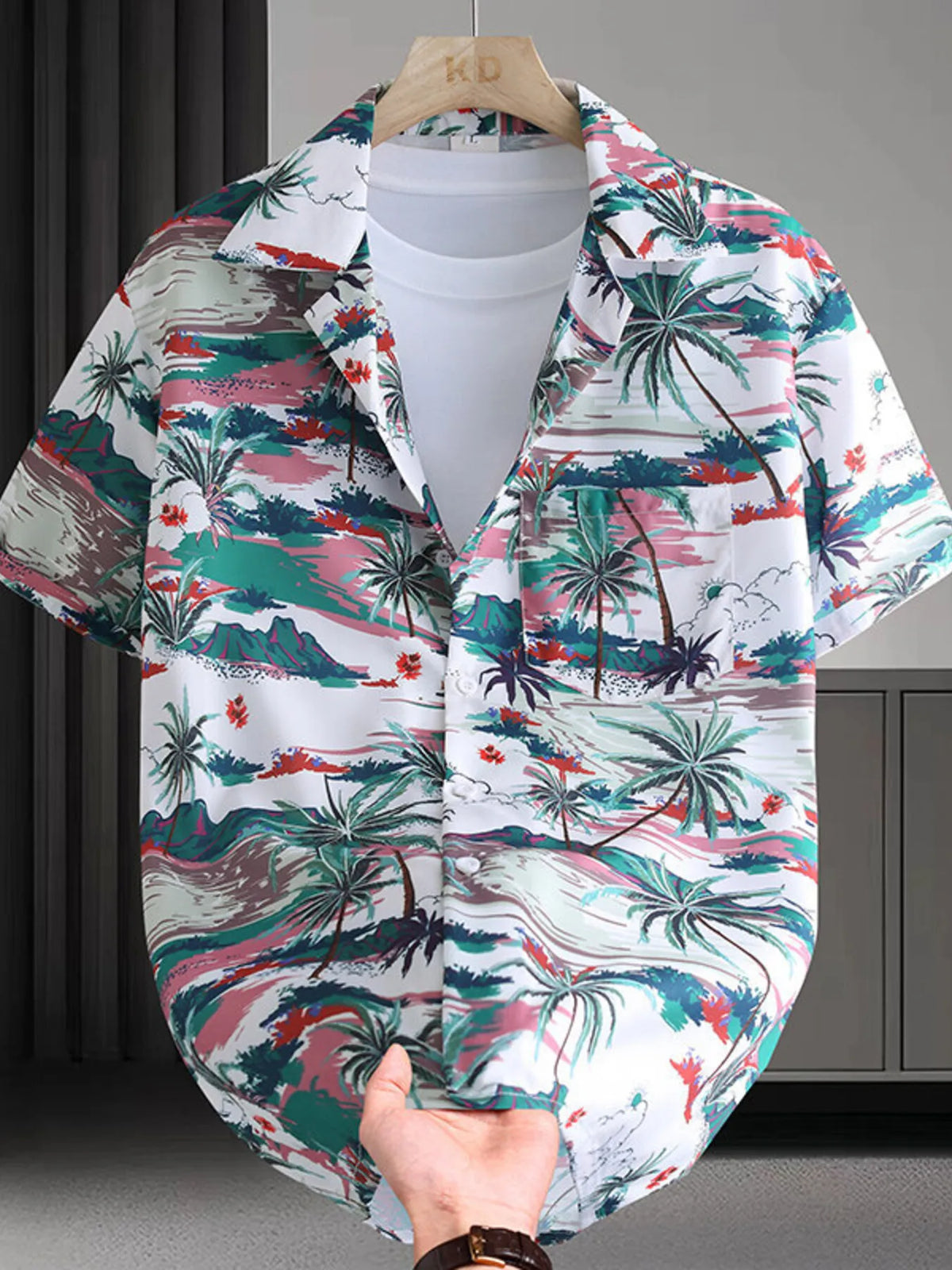 Men's Plus Size Hawaiian Print Short Sleeve Shirt