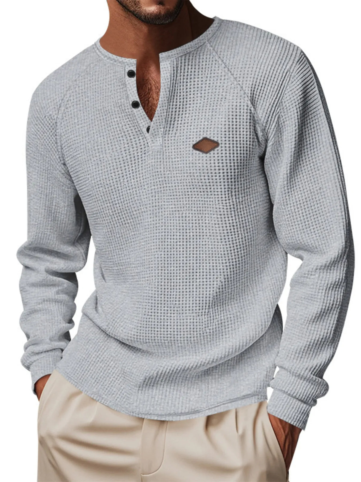 Men's Full Size Button Detail Long Sleeve T-Shirt Plus Size