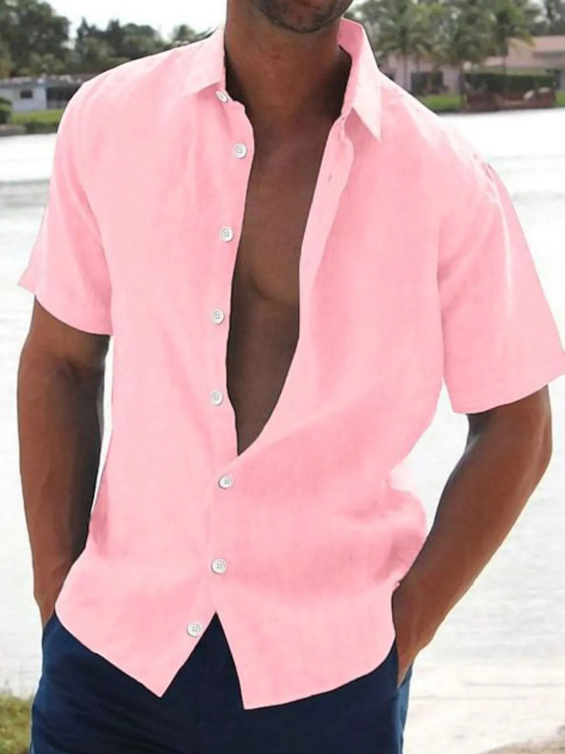 Men's Full Size Button Up Short Sleeve Shirt Plus Size
