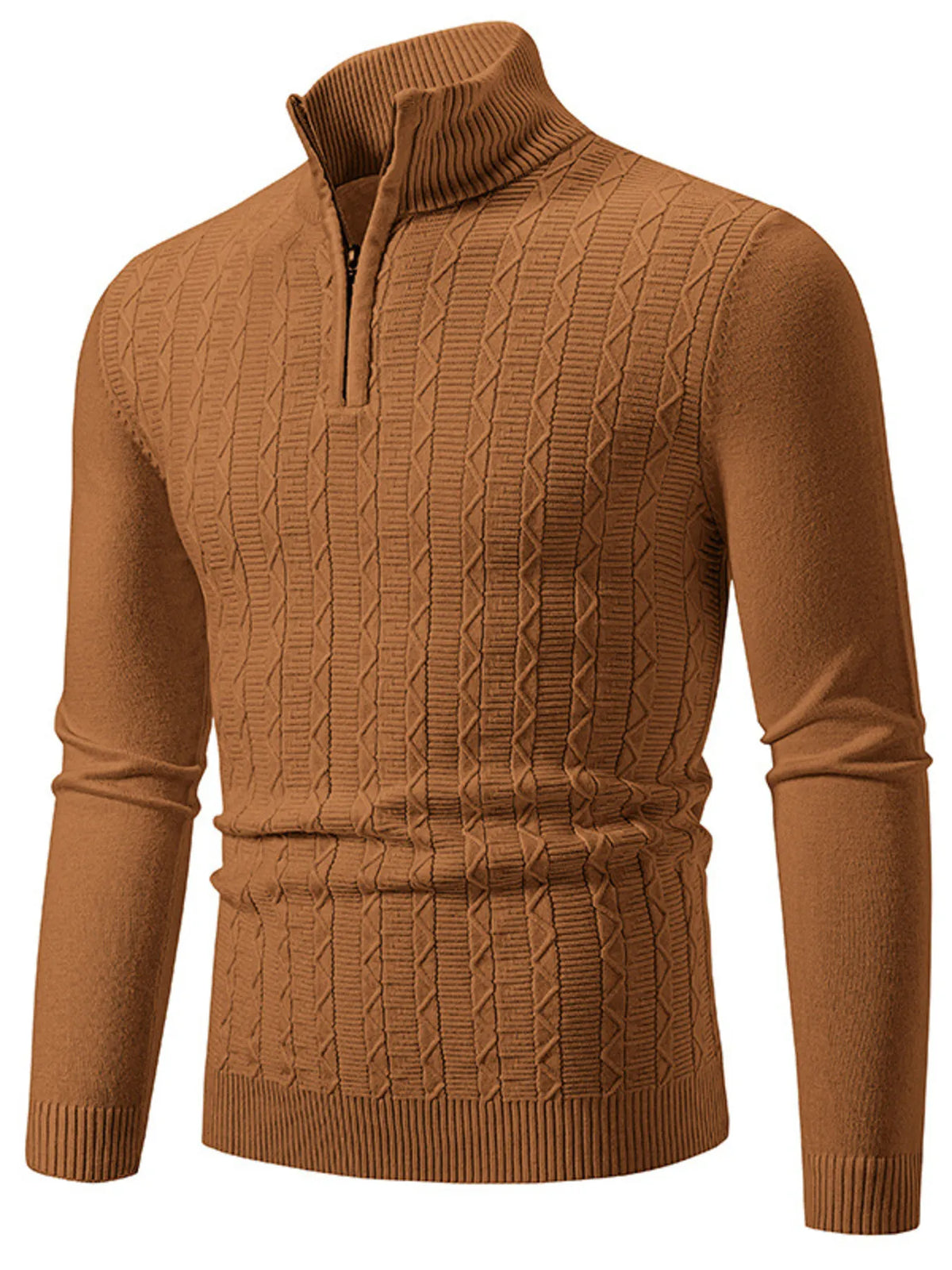 Men's Plus Size Quarter Zip Long Sleeve Sweater