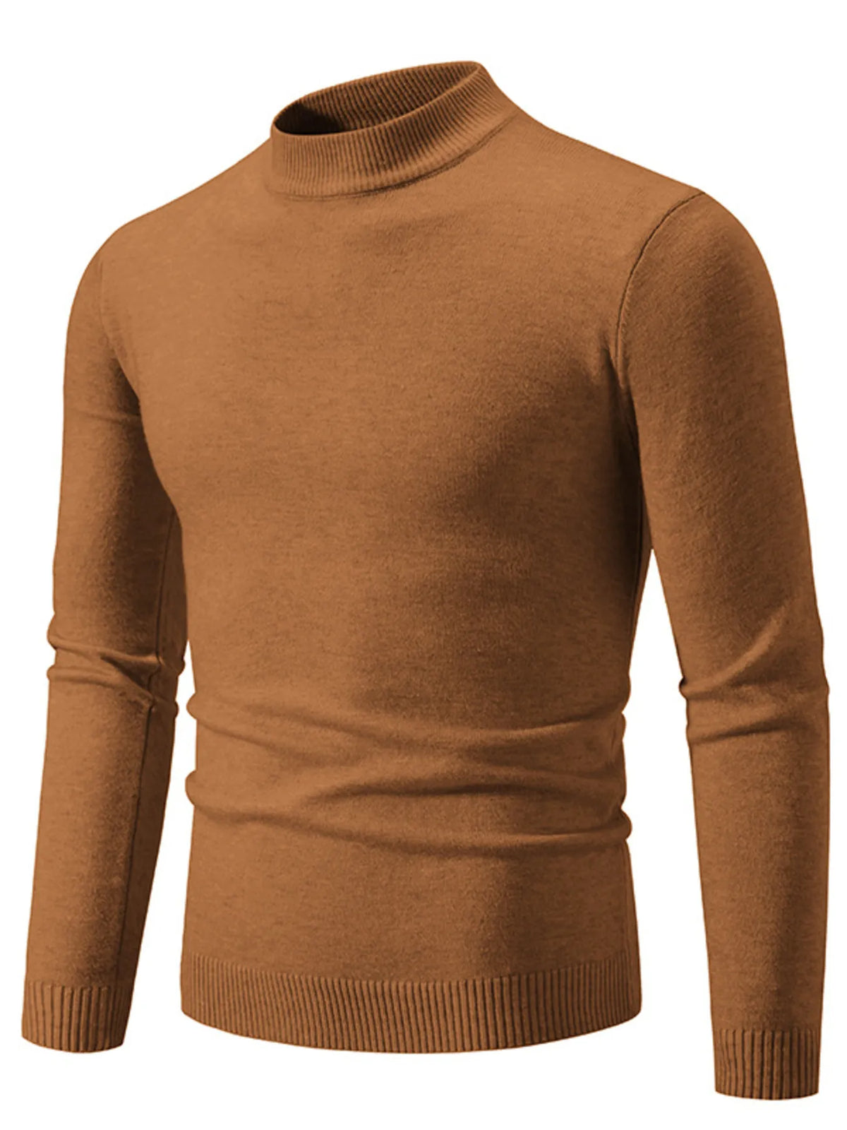 Men's Plus Size Ribbed Hem Mock Neck Long Sleeve Sweater