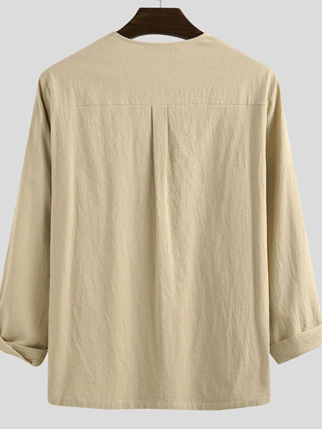 Men's Full Size Casual Lace-Up Long Sleeve Blouse Plus Size
