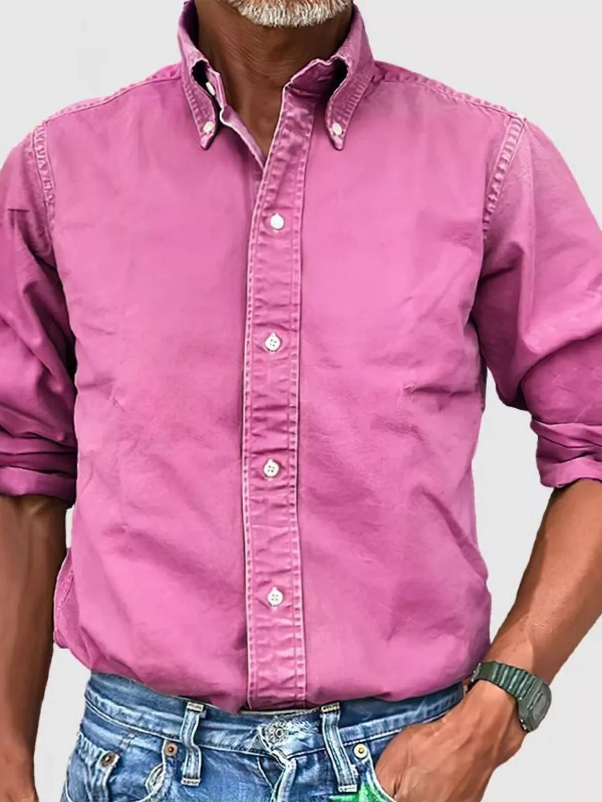 Men's Full Size Casual Button-Down Shirt Plus Size