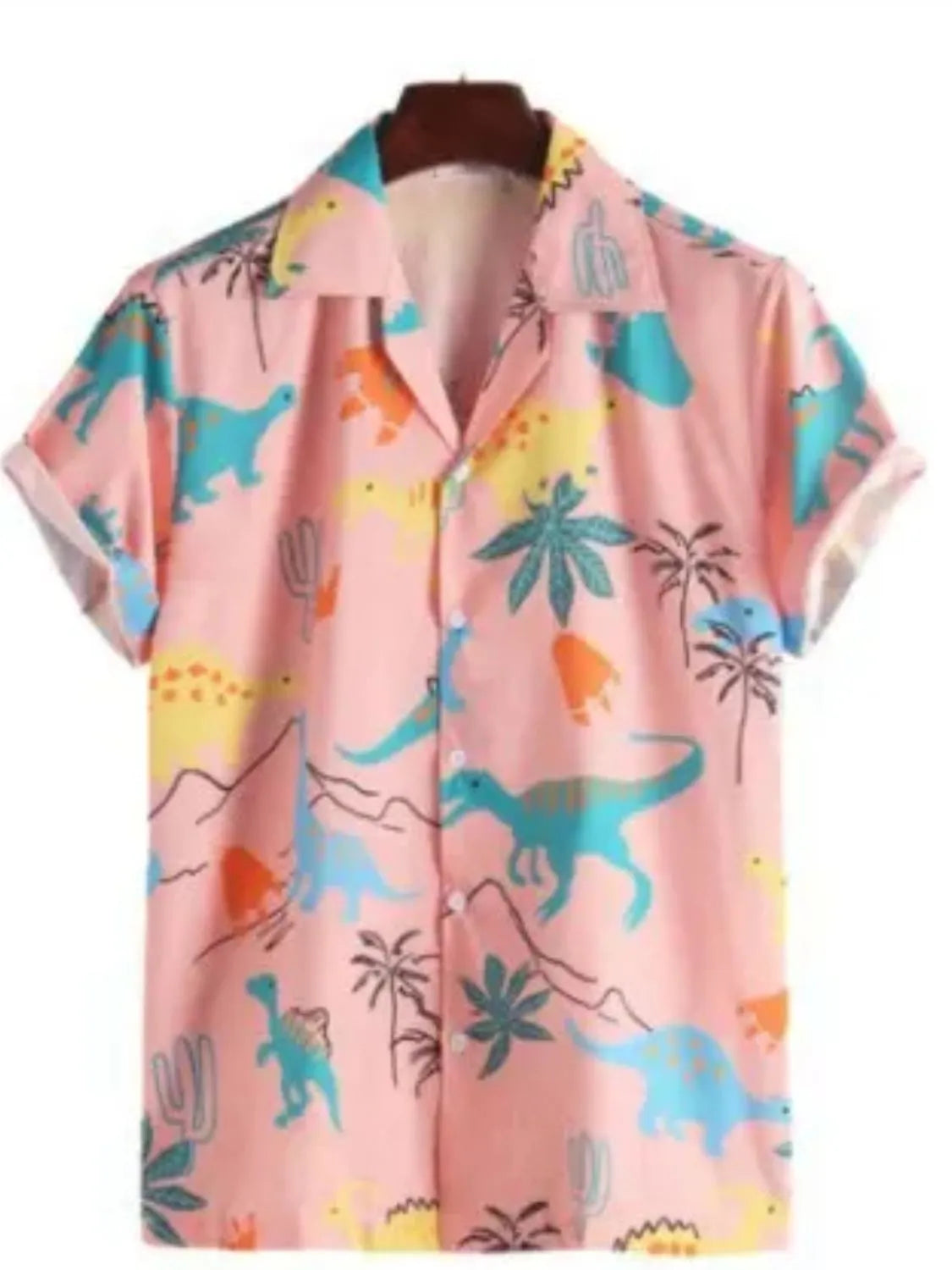 Men's Full Size Printed Button Up Short Sleeve Shirt Plus Size