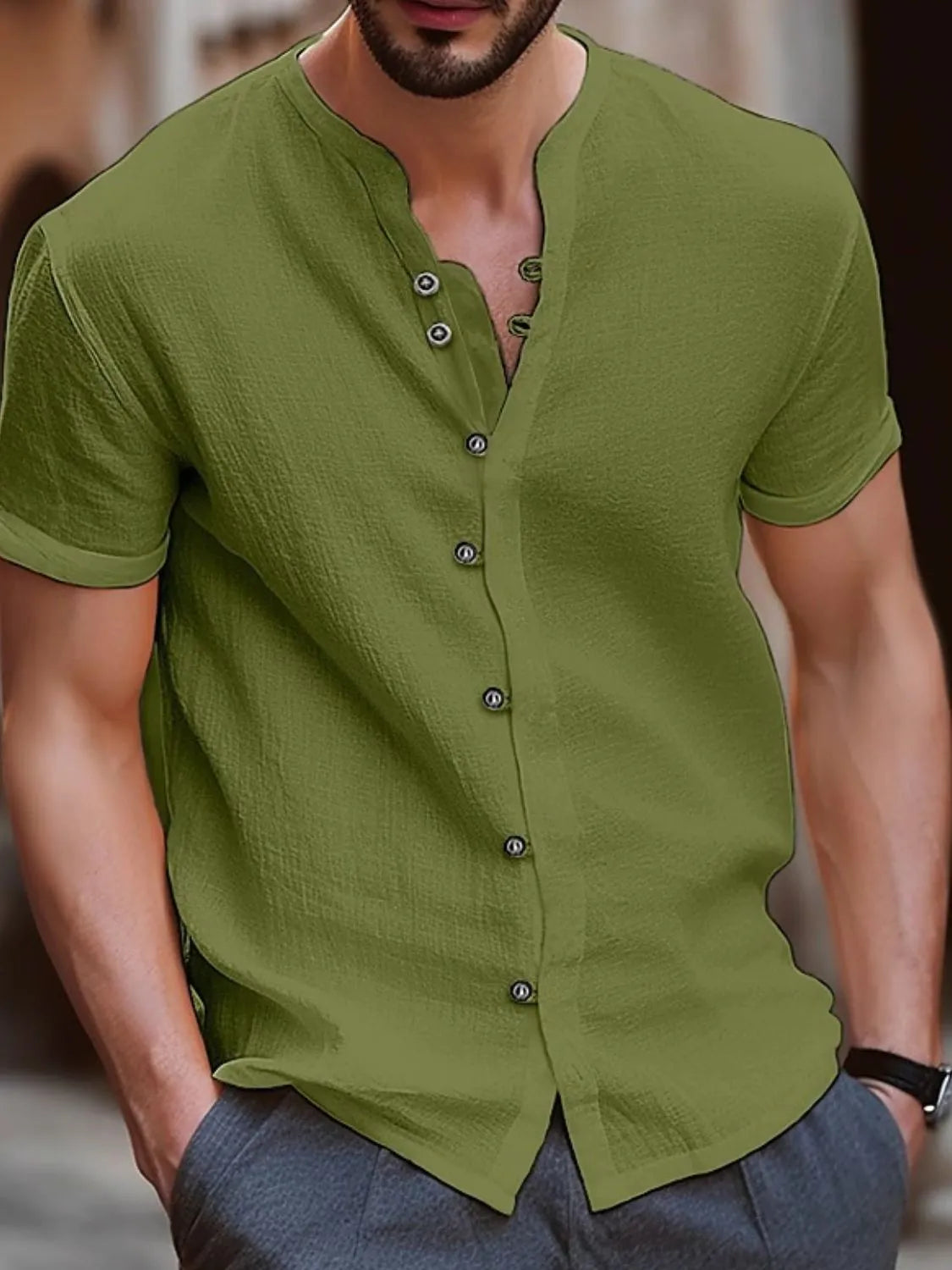 Men's Full Size Button Up Short Sleeve Shirt Plus Size