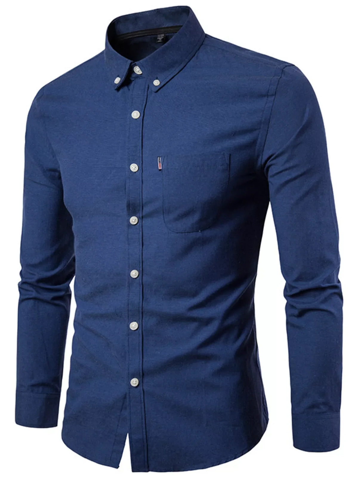 Men's Plus Size Slim Fit Long Sleeve Button-Down Shirt