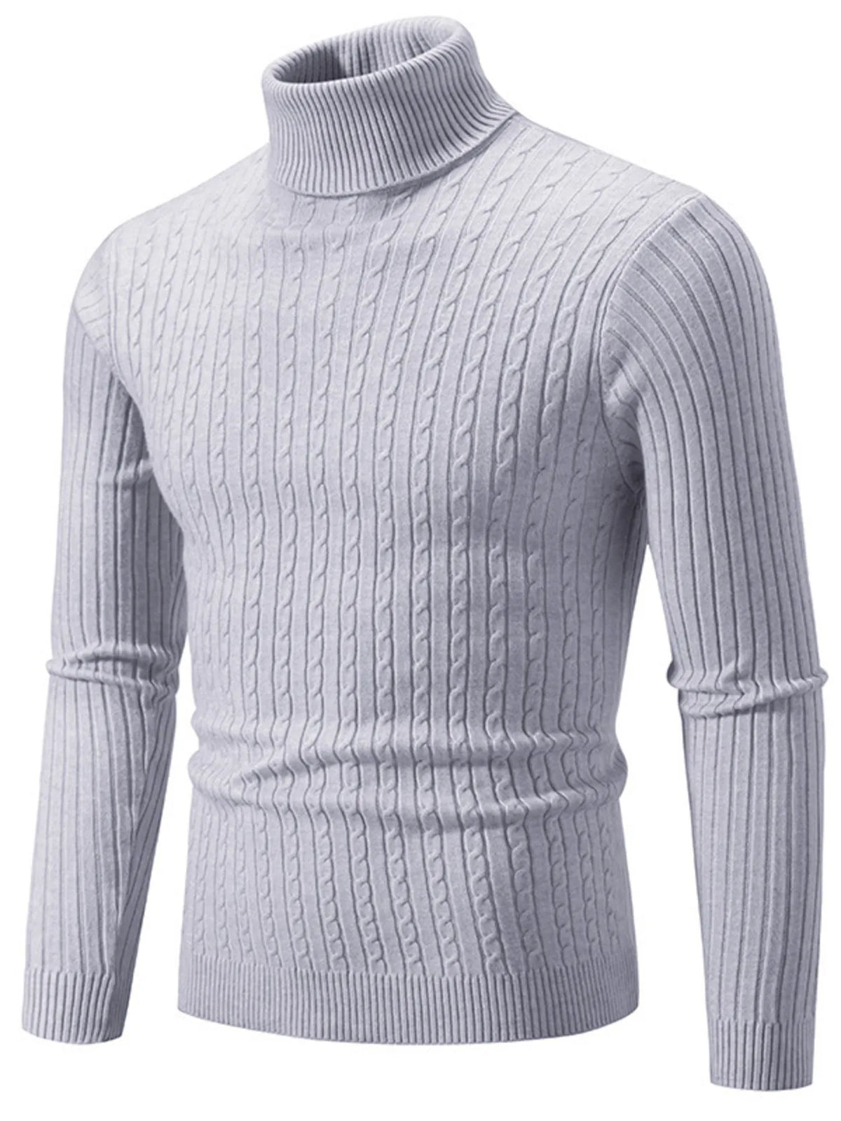 Men's Plus Size Ribbed Turtleneck Long Sleeve Sweater