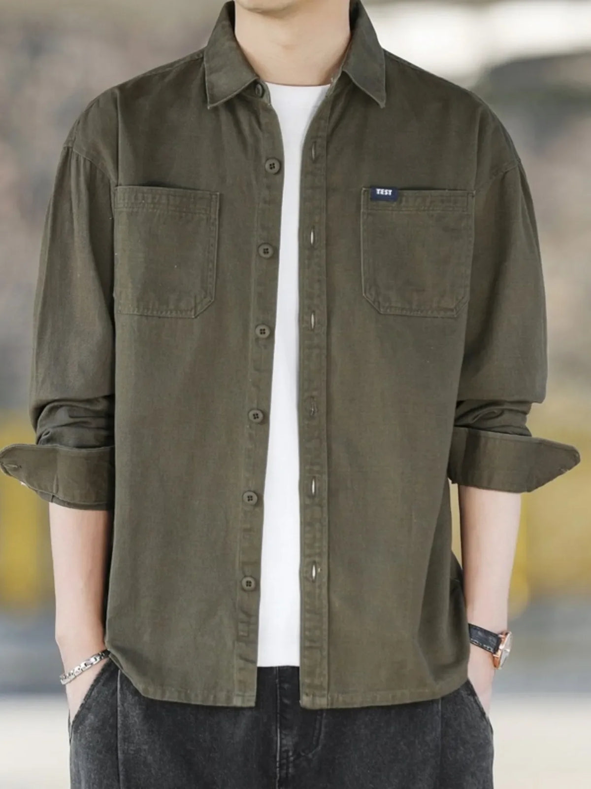 Men's Plus Size Button Up Long Sleeve Shirt