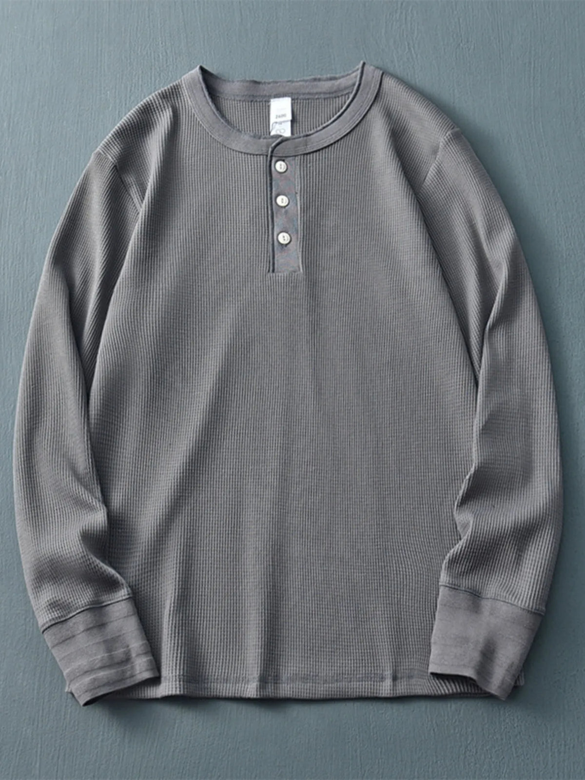 Men's Plus Size Button Detail Long Sleeve T-Shirt