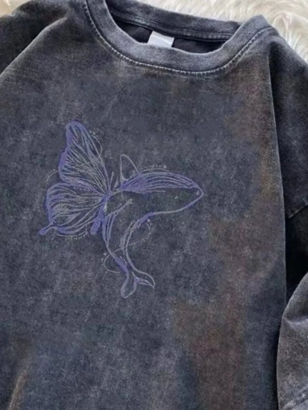 Men's Full Size Butterfly Round Neck T-Shirt Plus Size