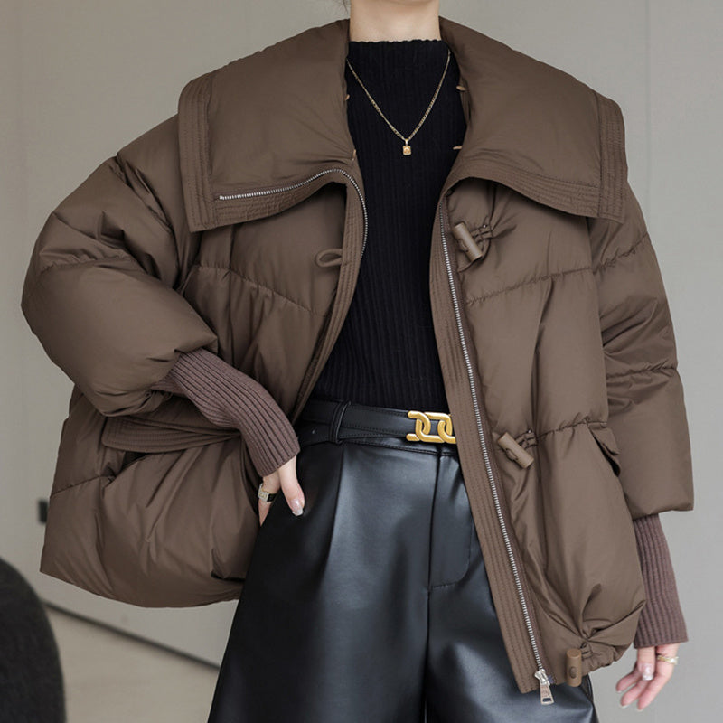 Reaper unit worldwide Down Cotton-padded Jacket Women's Short Fur Collar Thickened Coat Winter Clothing