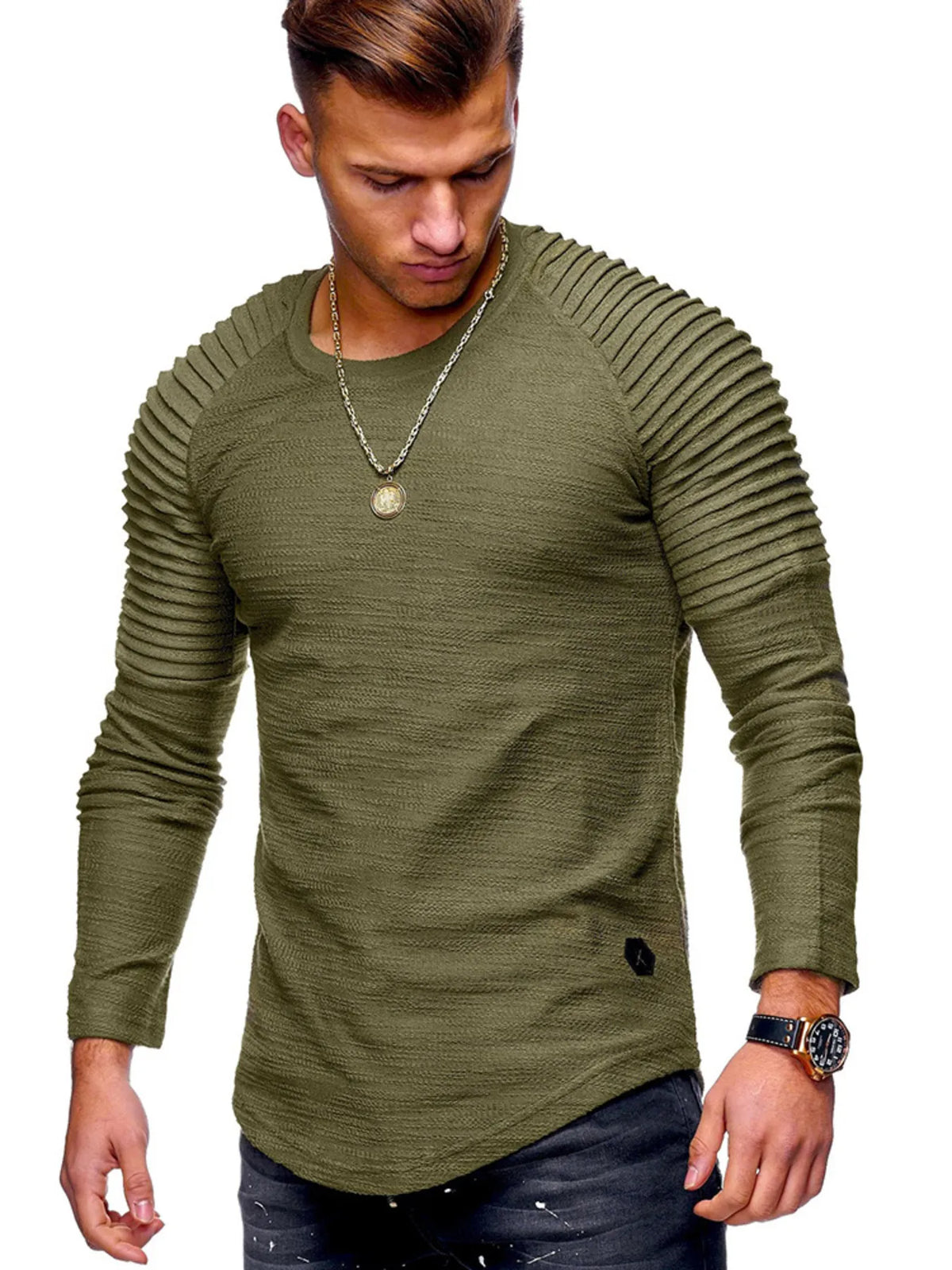 Men's Plus Size Round Neck Raglan Sleeve T-Shirt