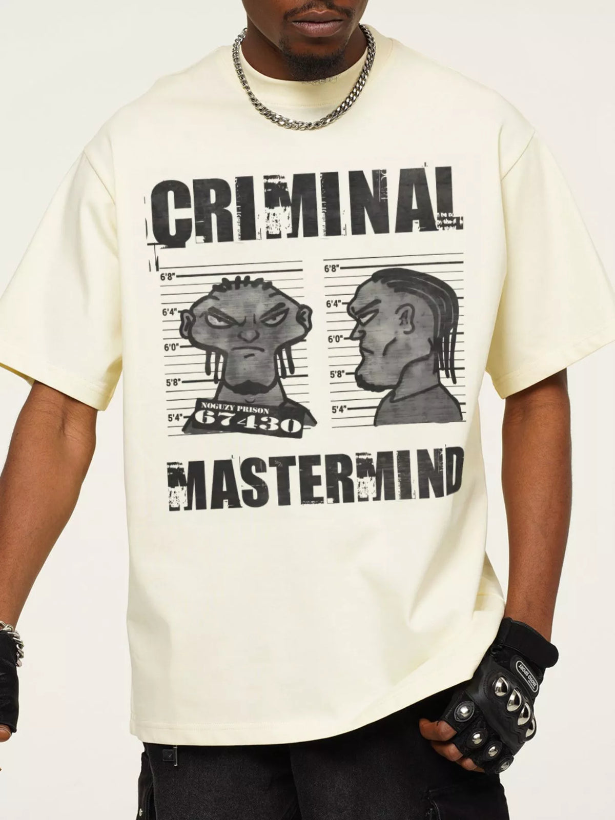 Men's Criminal Mastermind Graphic Oversized T-Shirt