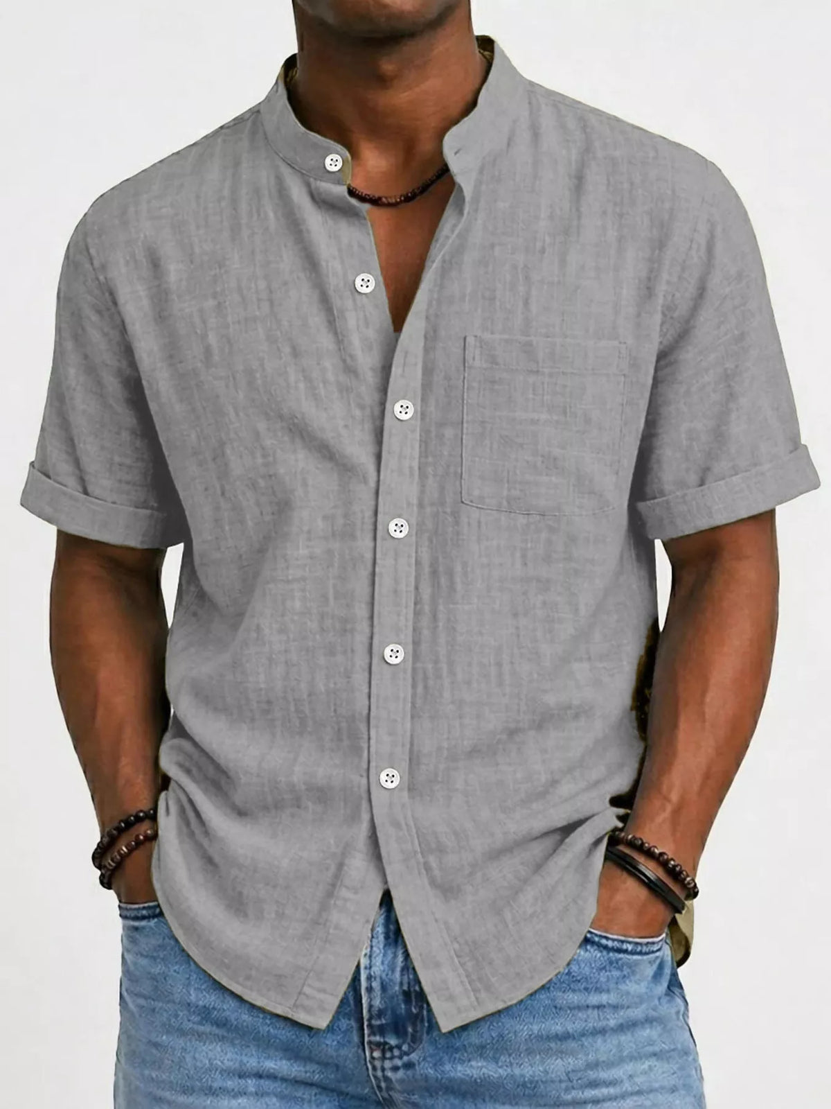 Men's Full Size Button Up Short Sleeve Shirt Plus Size