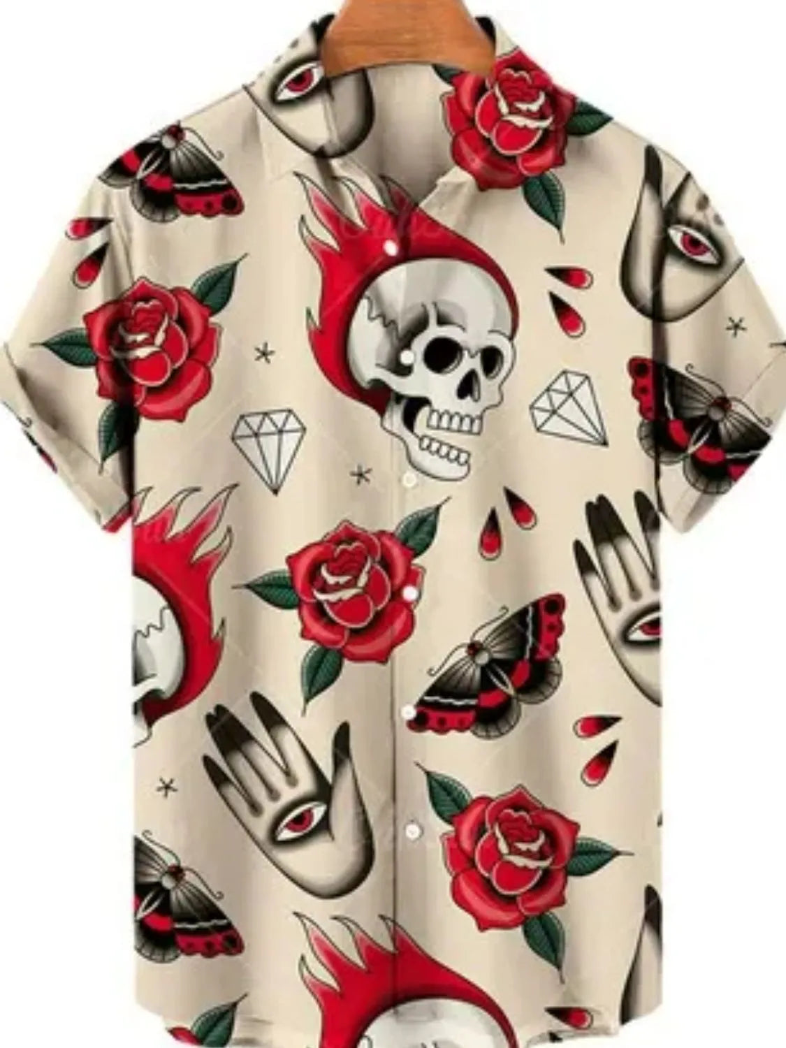 Men's Full Size Printed Button Up Short Sleeve Shirt Plus Size