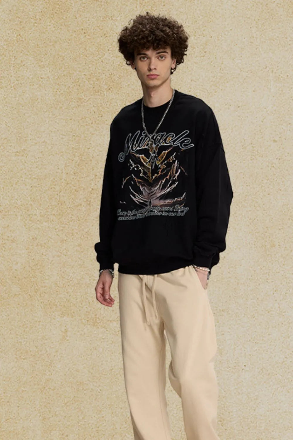 Men's Graphic Round Neck Long Sleeve T-Shirt