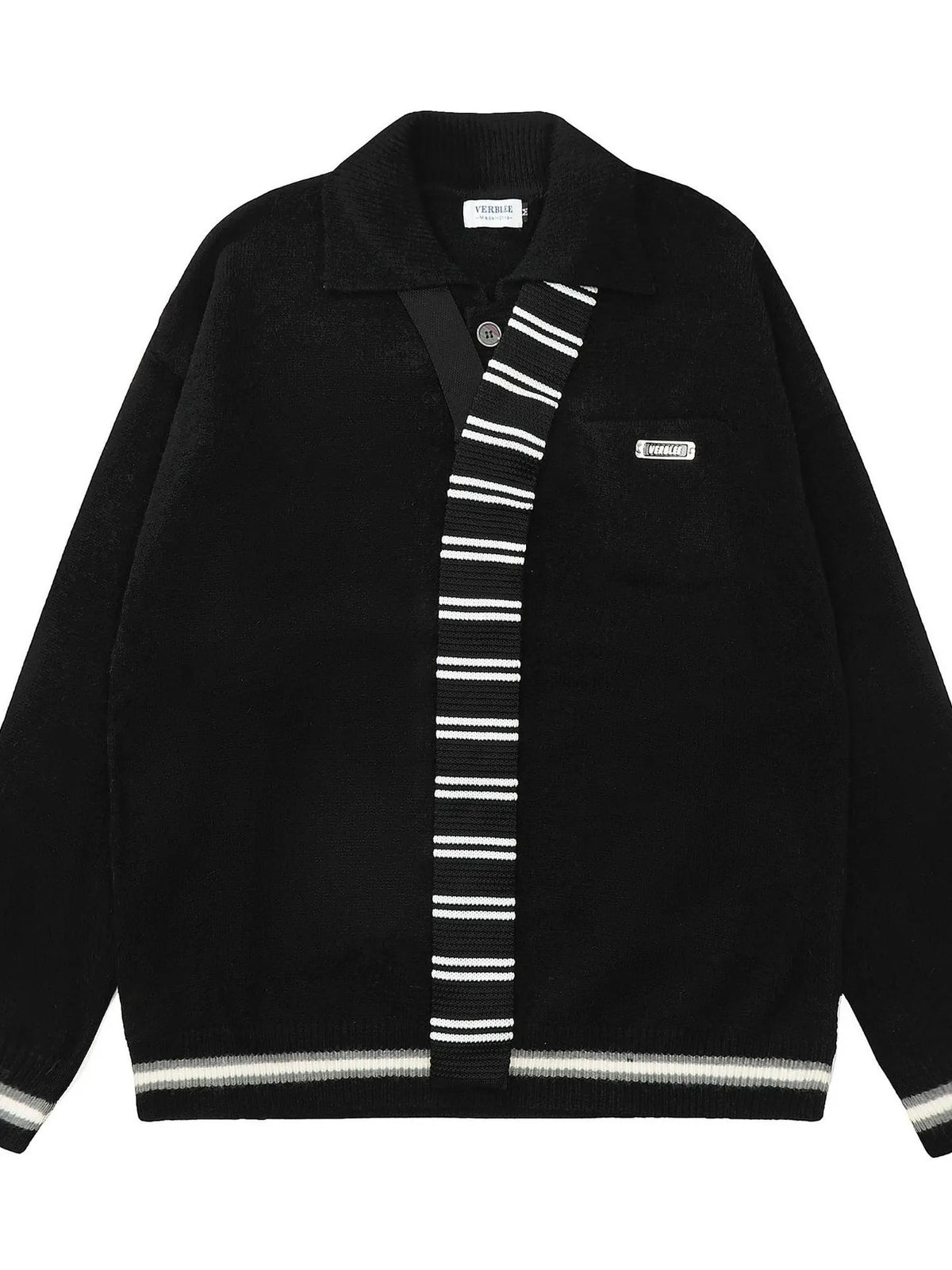Men's Striped Contrast Long Sleeve Sweater