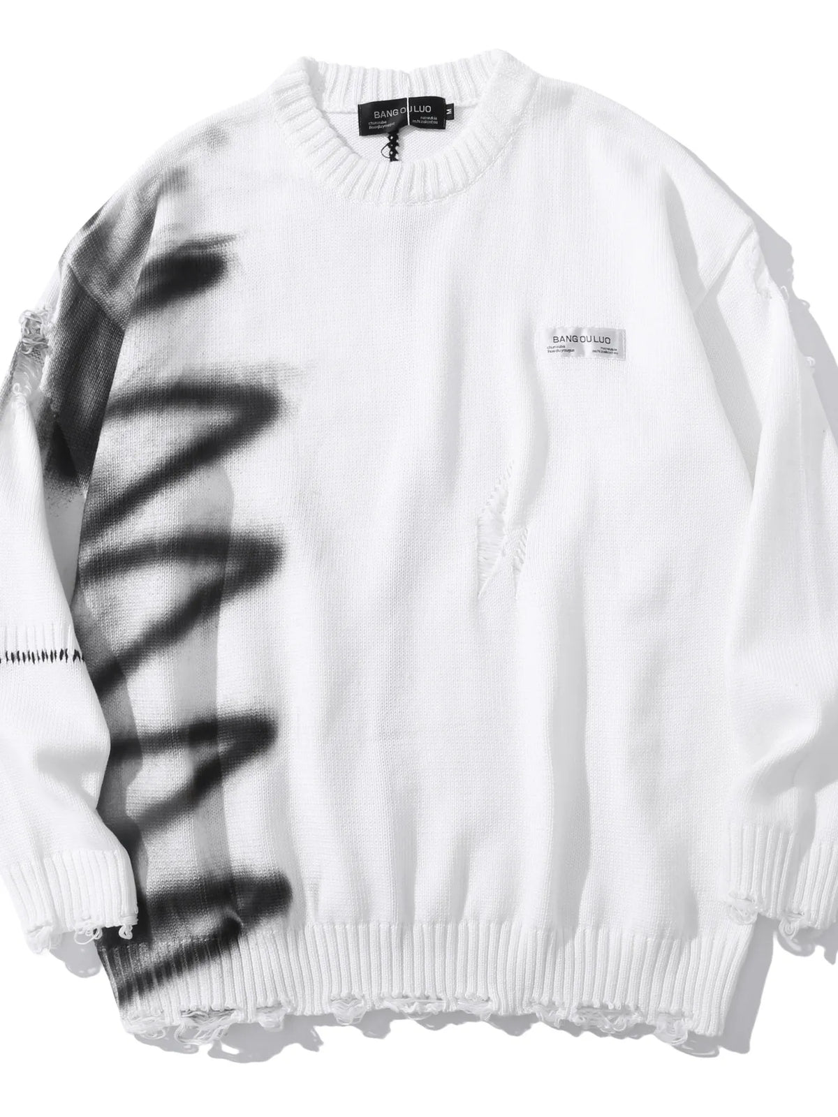 Men's Distressed Oversized Knit Sweater