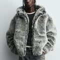 Reaper unit worldwide Hooded Faux Fur Jacket Coat