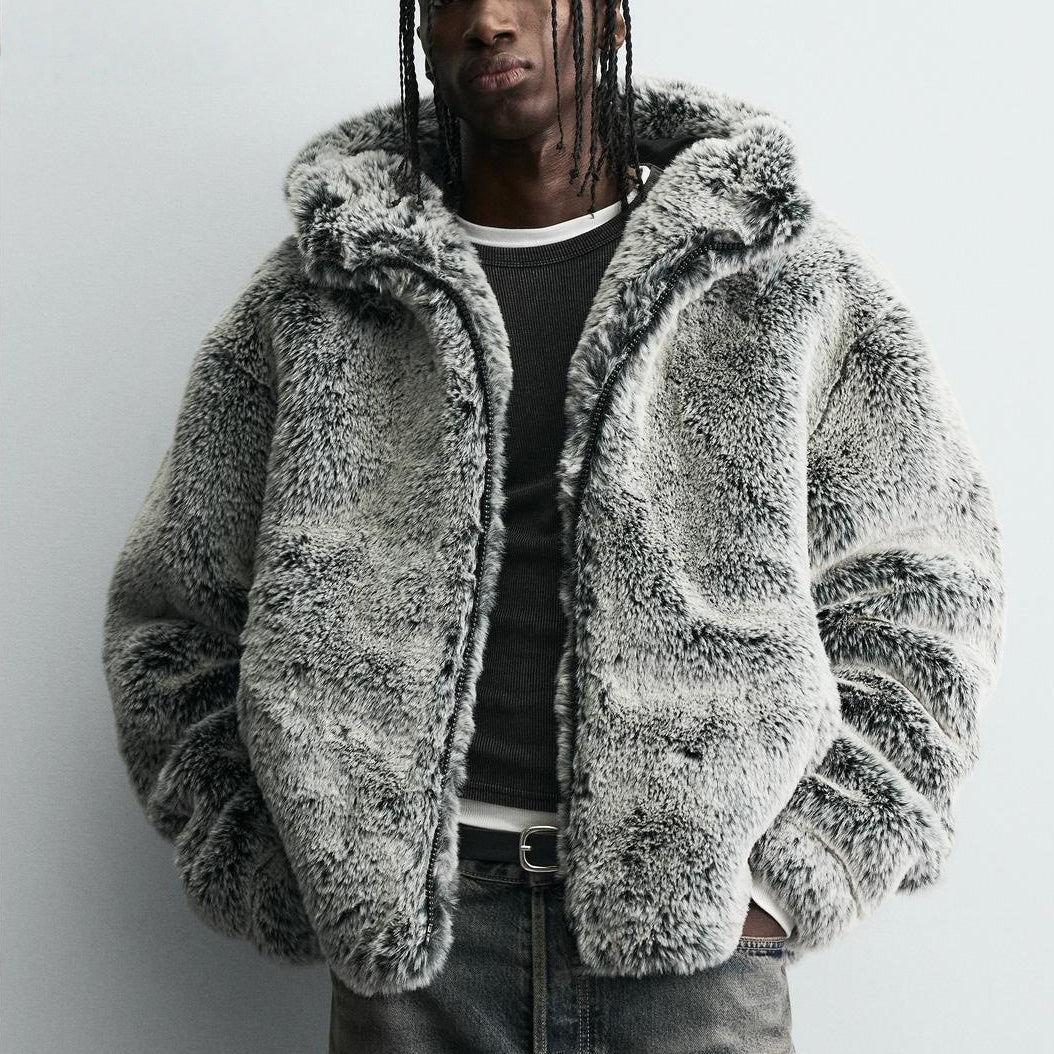 Reaper unit worldwide Hooded Faux Fur Jacket Coat