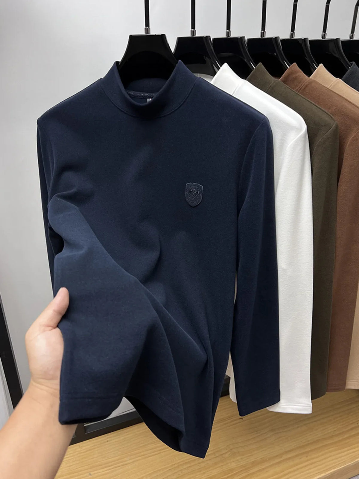 Men's Plus Size Mock Neck Long Sleeve T-Shirt