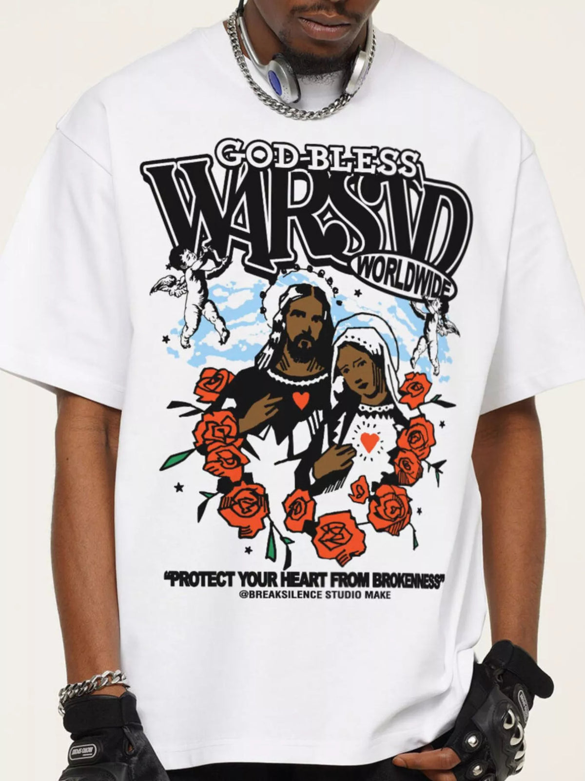 Men's God-Bless Graphic Print Vintage Wash T-Shirt