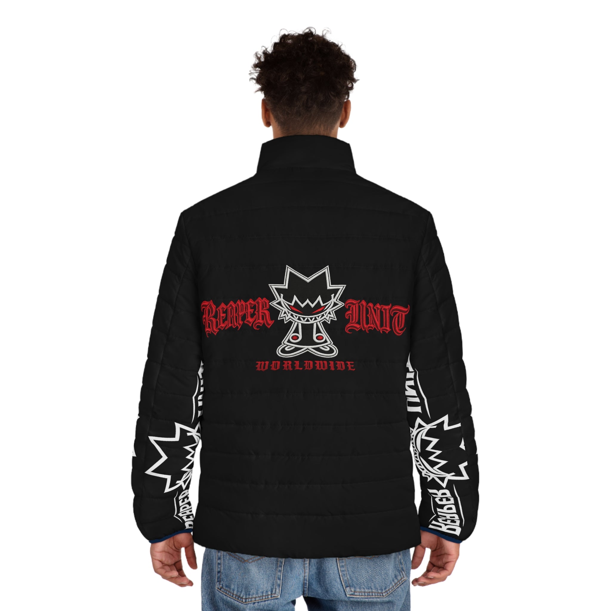 Reaper Unit Worldwide Men’s Puffer Jacket (AOP) – Premium Streetwear Winter Coat