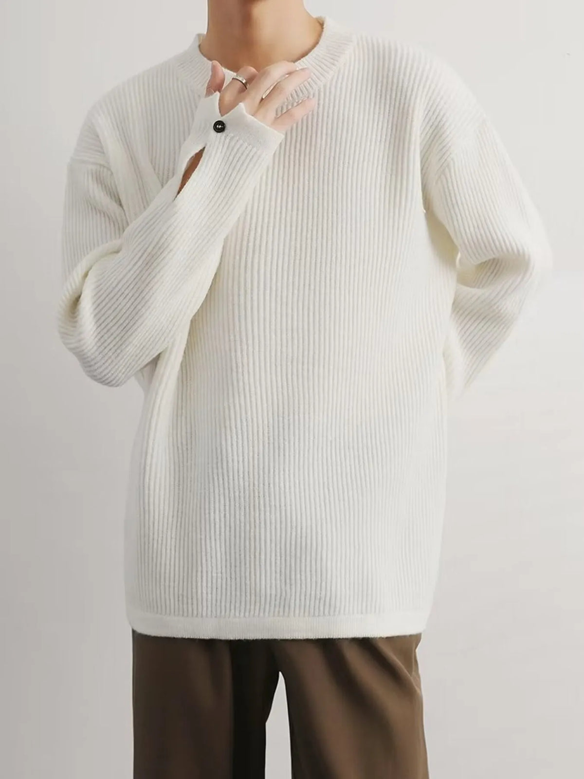 Men's Oversized Ribbed Long Sleeve Sweater