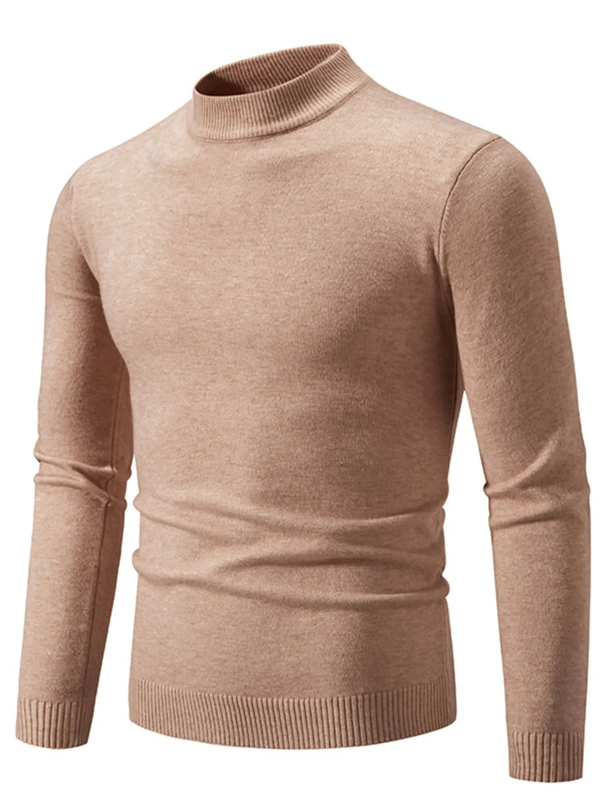 Men's Plus Size Ribbed Hem Mock Neck Long Sleeve Sweater