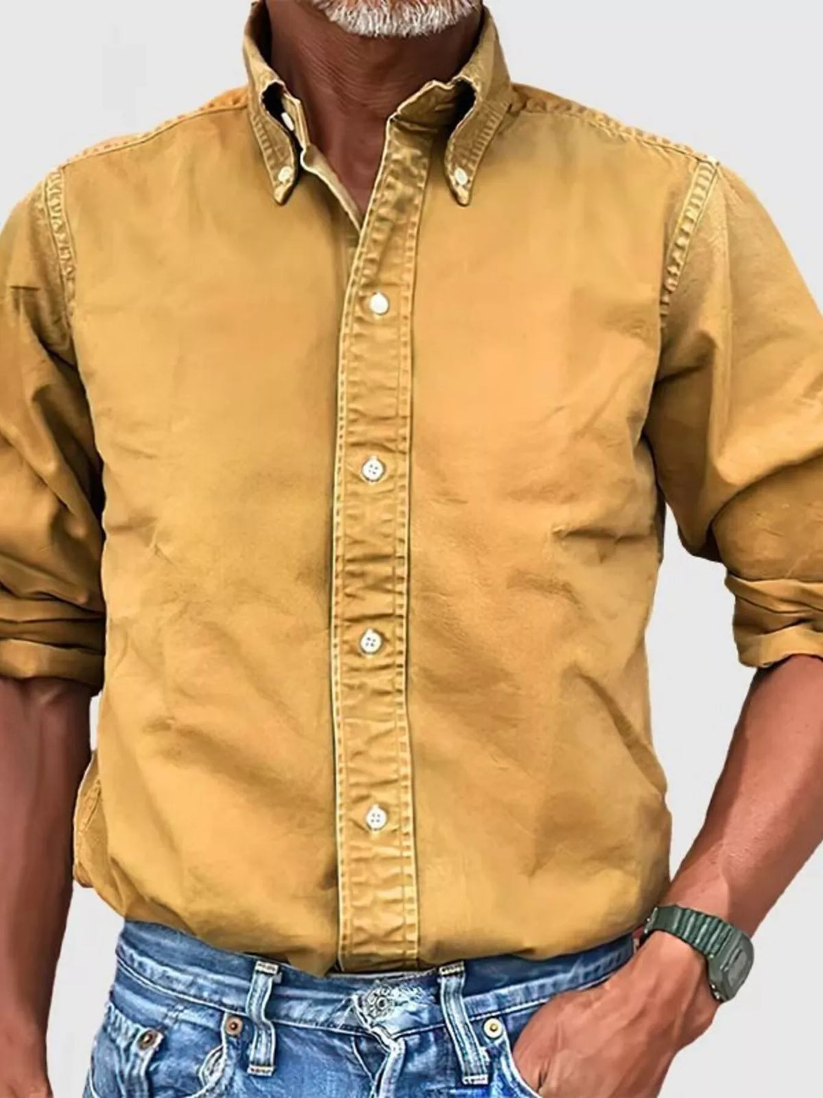 Men's Full Size Casual Button-Down Shirt Plus Size