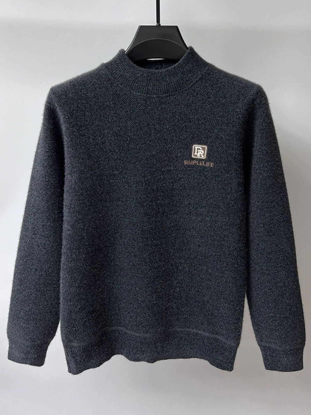 Men's Plus Size Ribbed Hem Long Sleeve Sweater