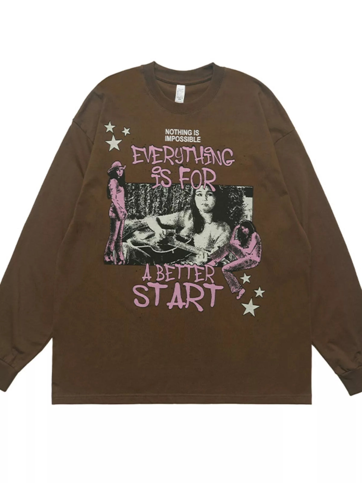 Men's Graphic Round Neck Long Sleeve T-Shirt