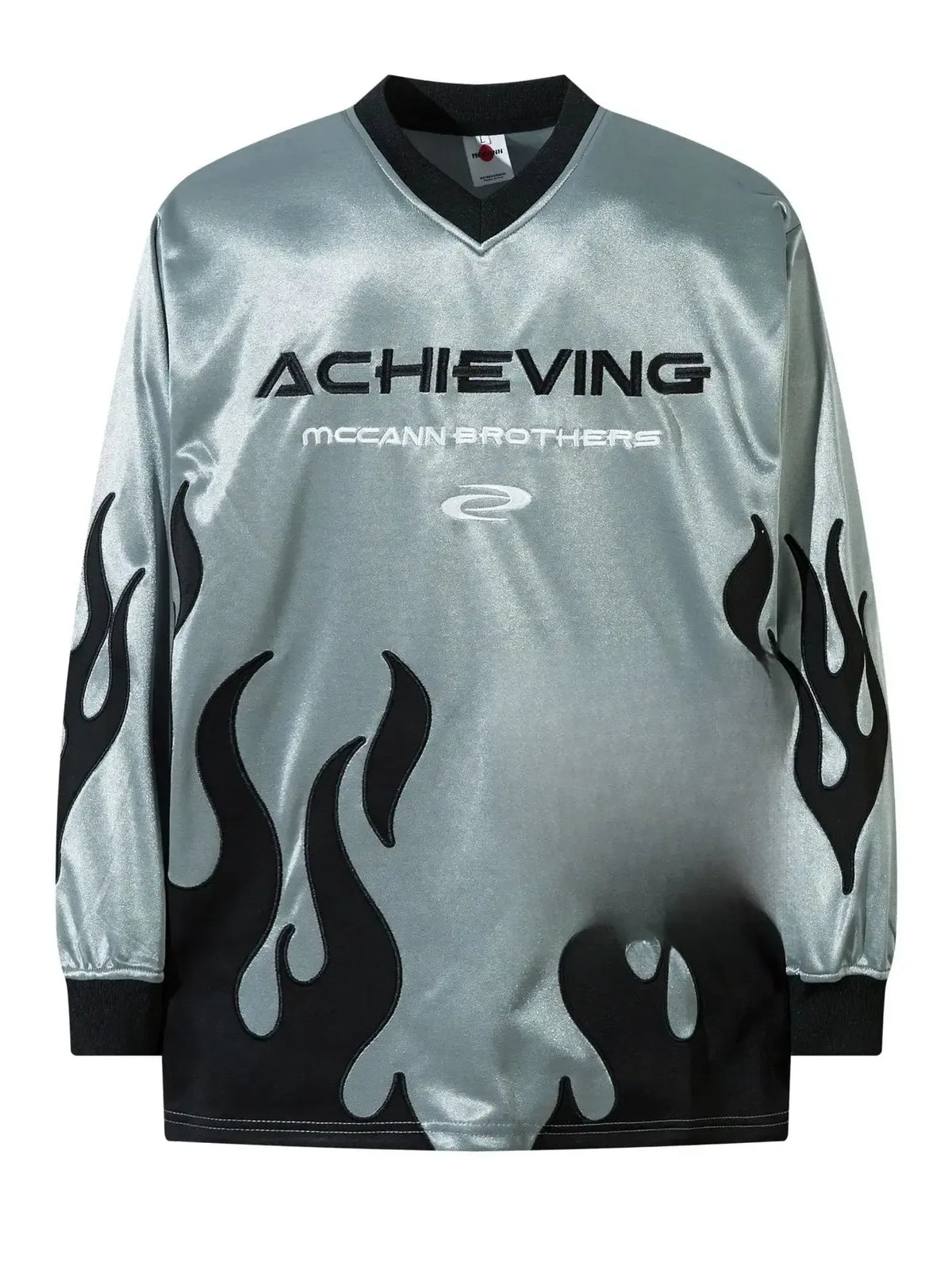 Men's V-Neck T-Shirt with Flame Graphics