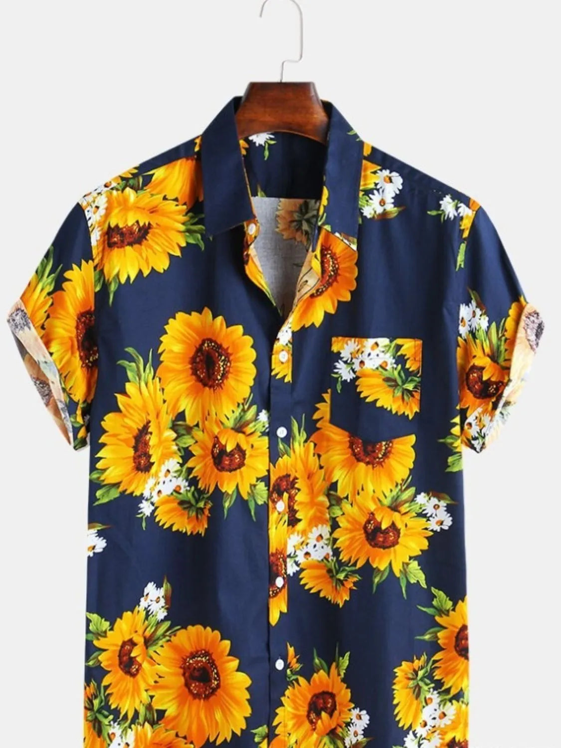 Men's Full Size Sunflower Short Sleeve Shirt Plus Size