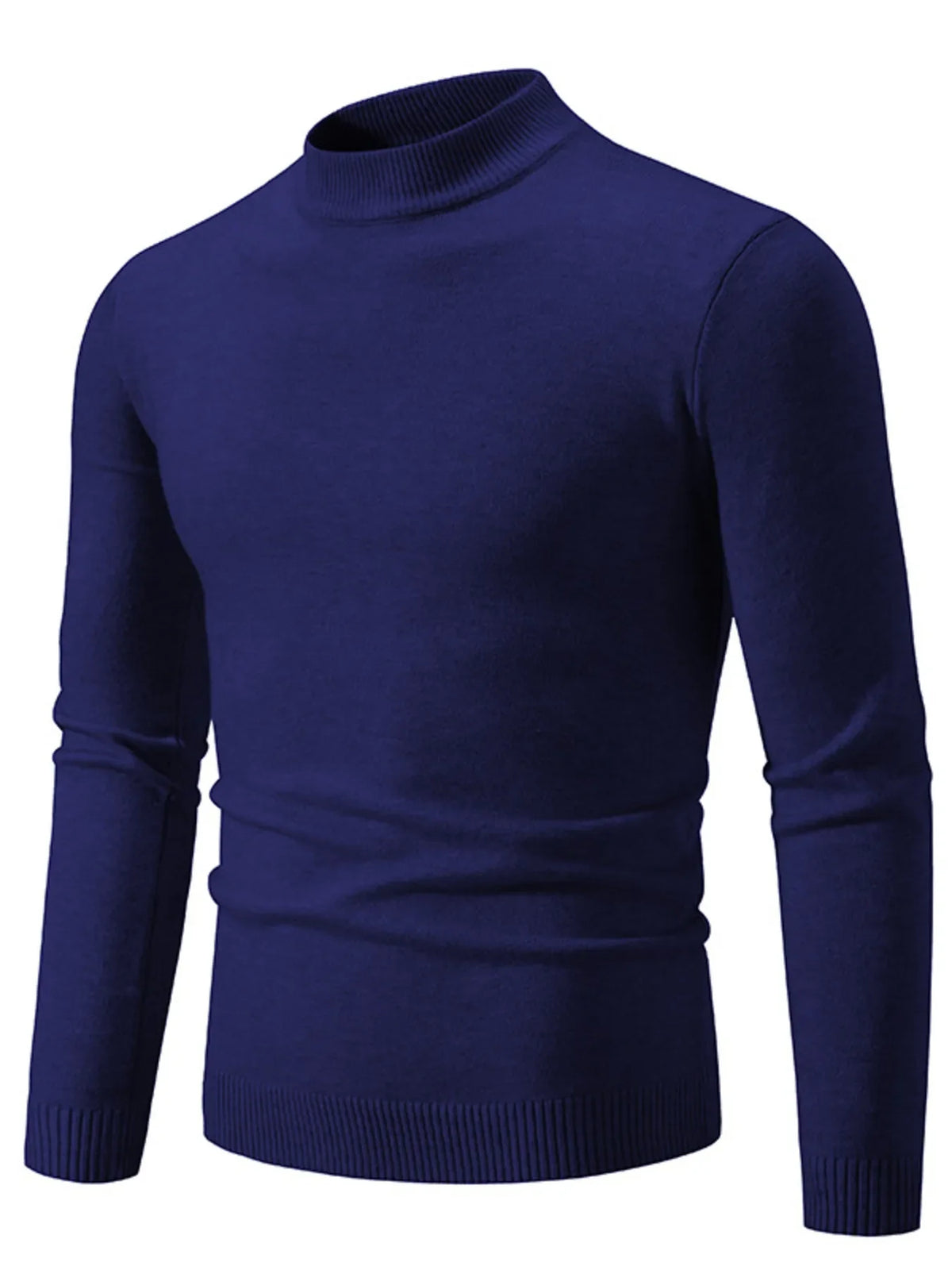 Men's Plus Size Ribbed Hem Mock Neck Long Sleeve Sweater