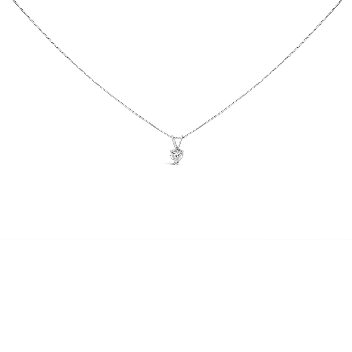 14K White Gold 3/8 Cttw Heart-Shaped Diamond Classic Solitaire 18" Pendant Necklace (H-I Color, VS2-SI1 Clarity)