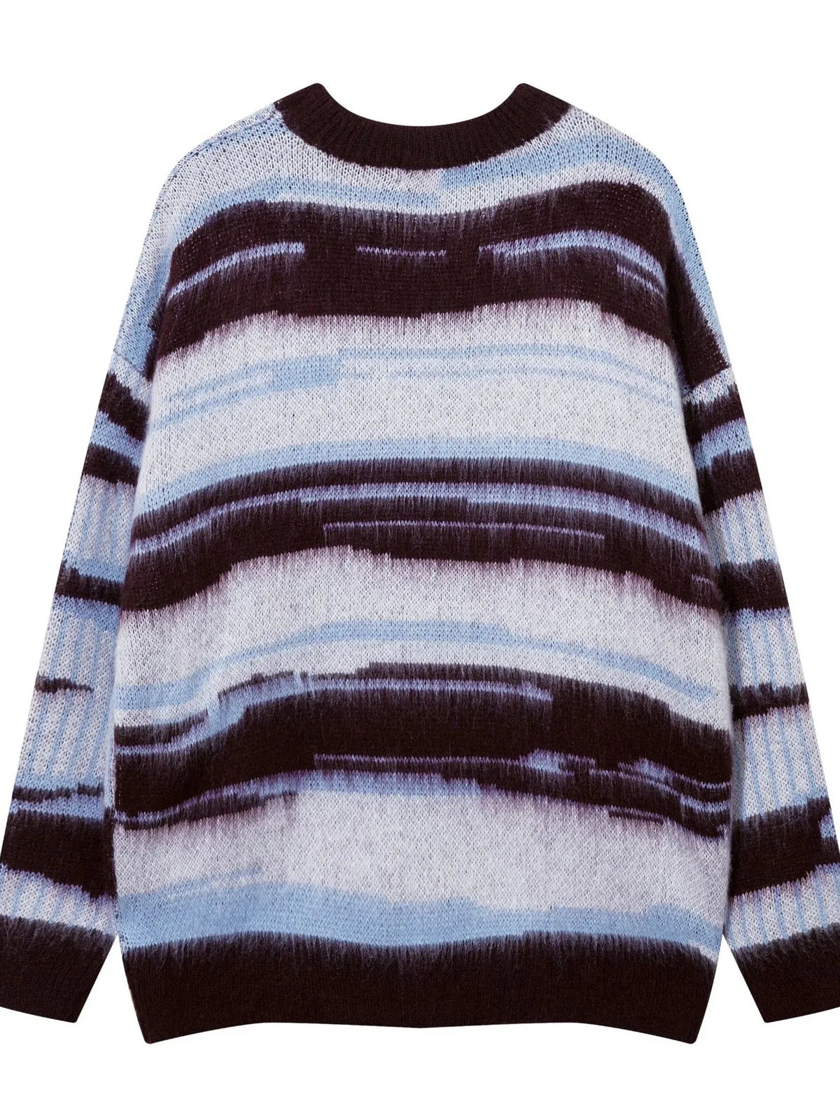 Men's Oversized Contrast Striped Round Neck Sweater