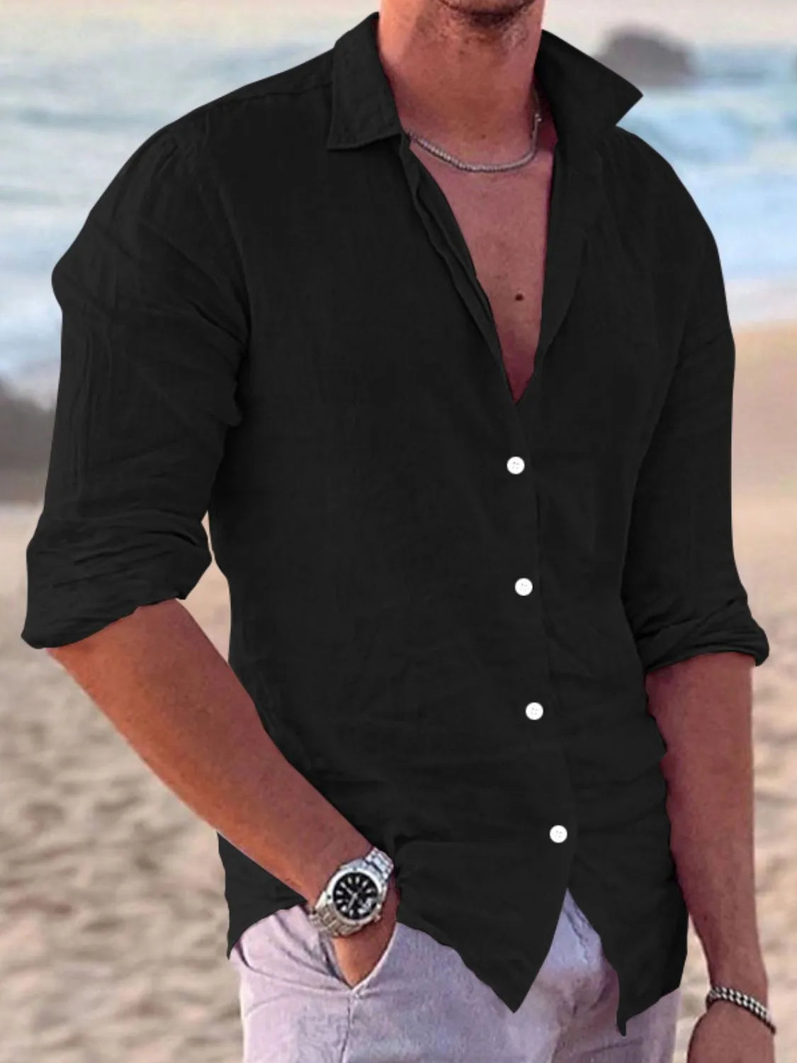 Men's Full Size Button Up Long Sleeve Shirt Plus Size
