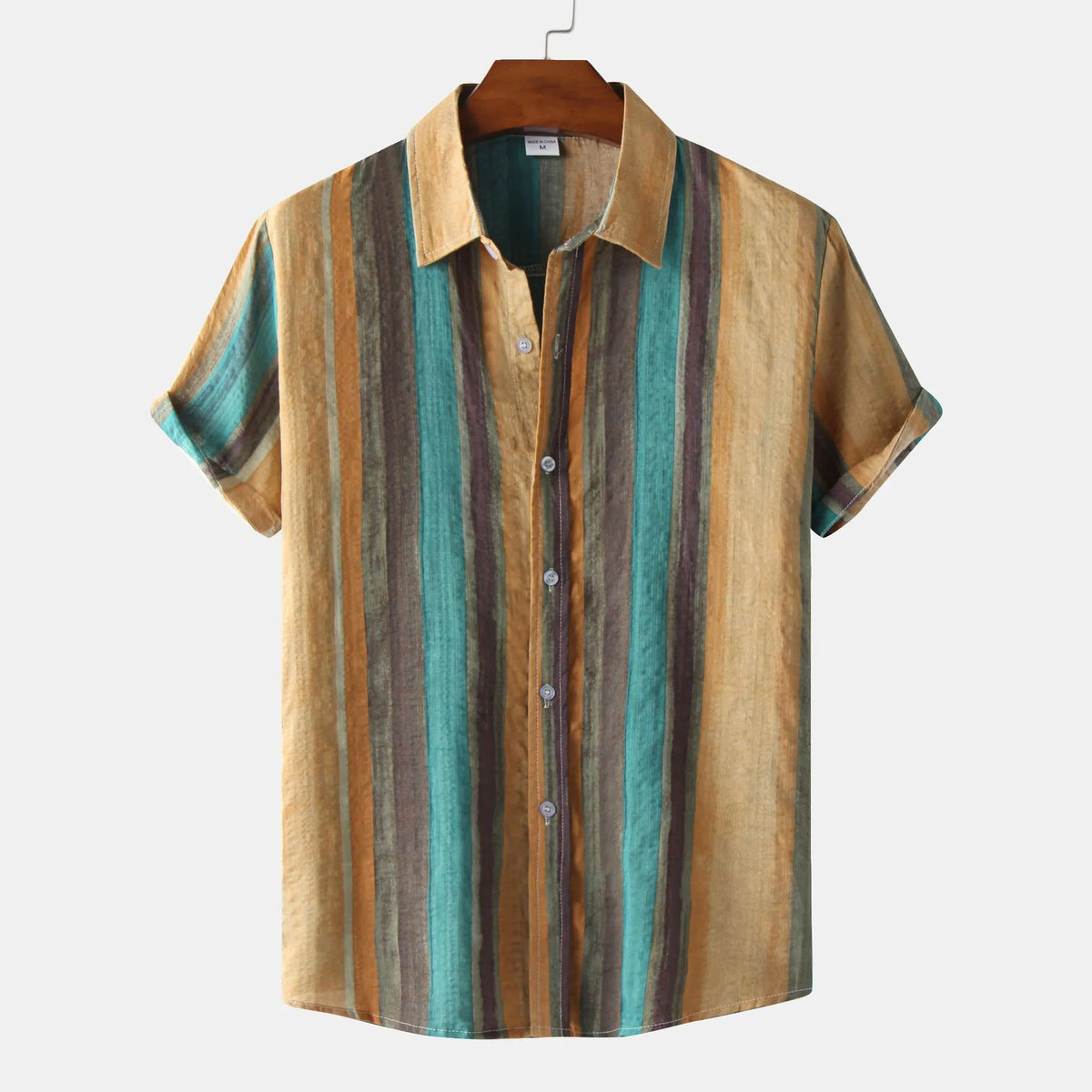 Men's Plus Size Button Down Striped Collared Neck Shirt