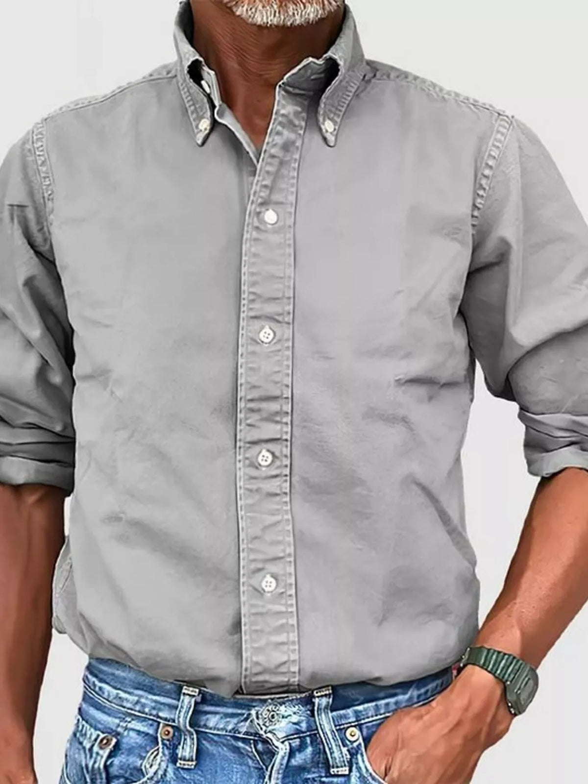 Men's Full Size Casual Button-Down Shirt Plus Size