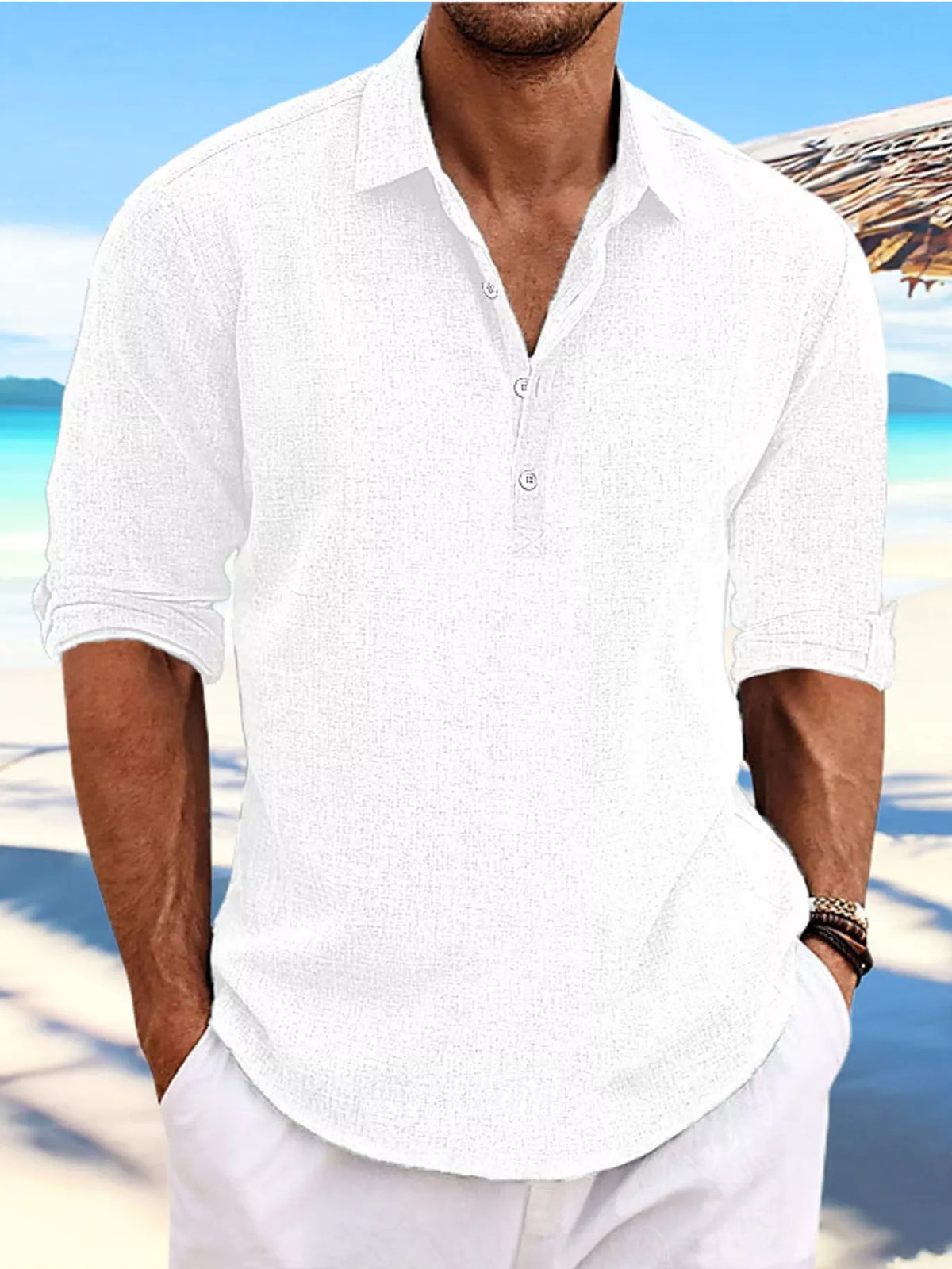 Men's Full Size Casual Half Button Shirt Plus Size