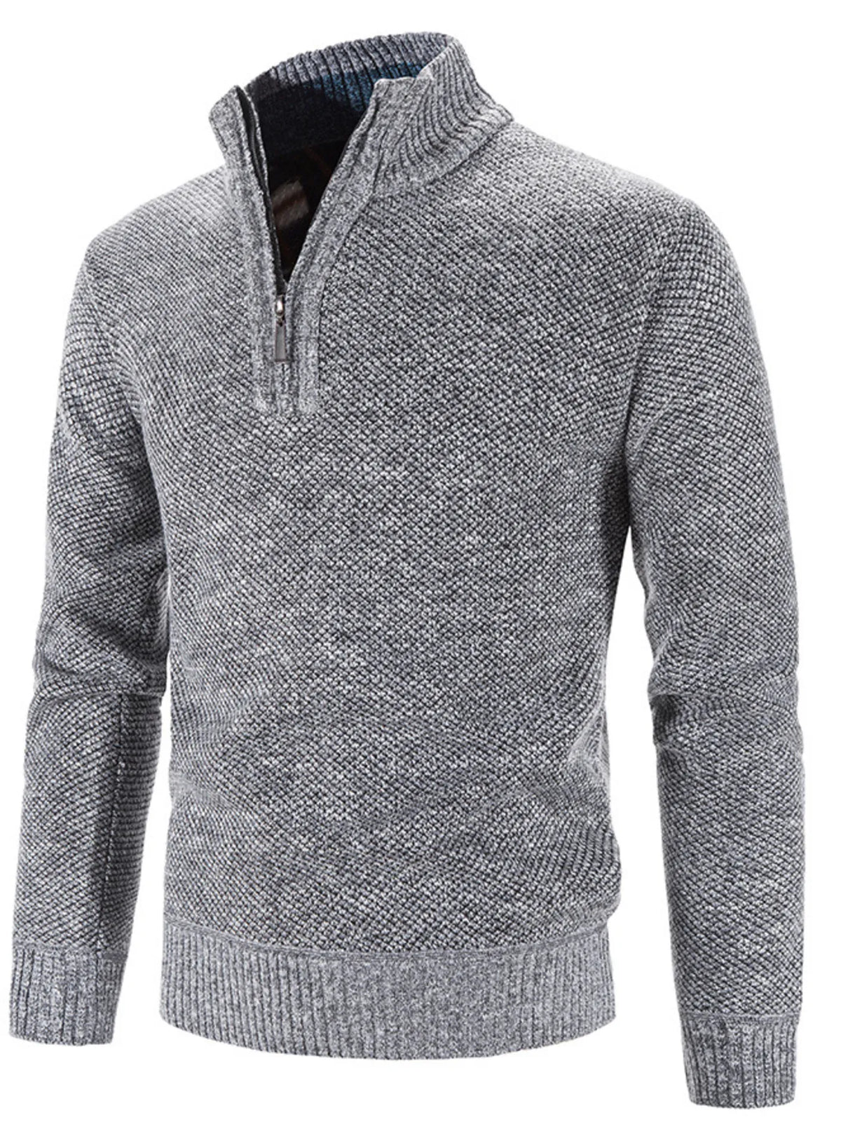 Men's Plus Size Quarter Zip Long Sleeve Sweater