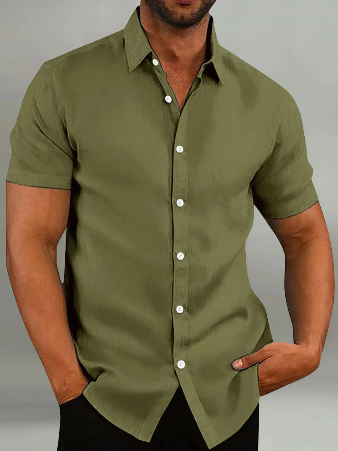 Men's Full Size Button Up Short Sleeve Shirt Plus Size