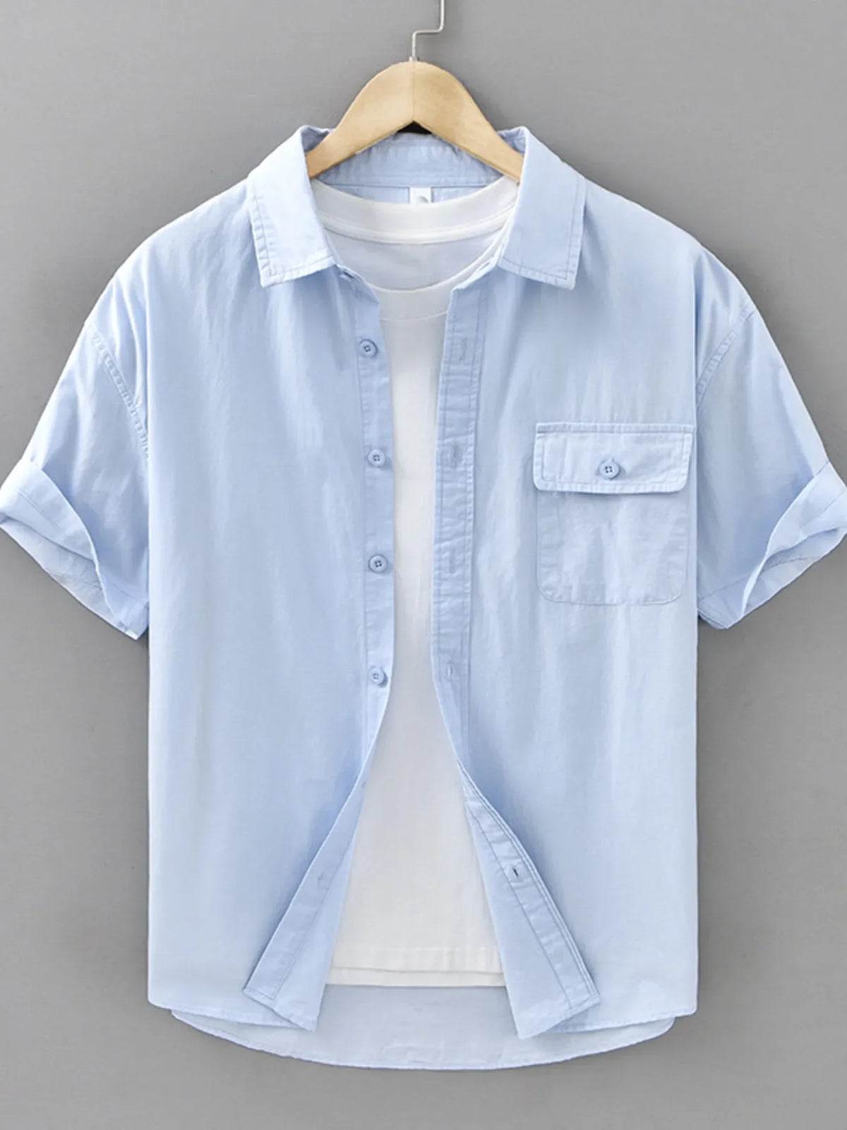 Men's Plus Size Button Up Short Sleeve Shirt
