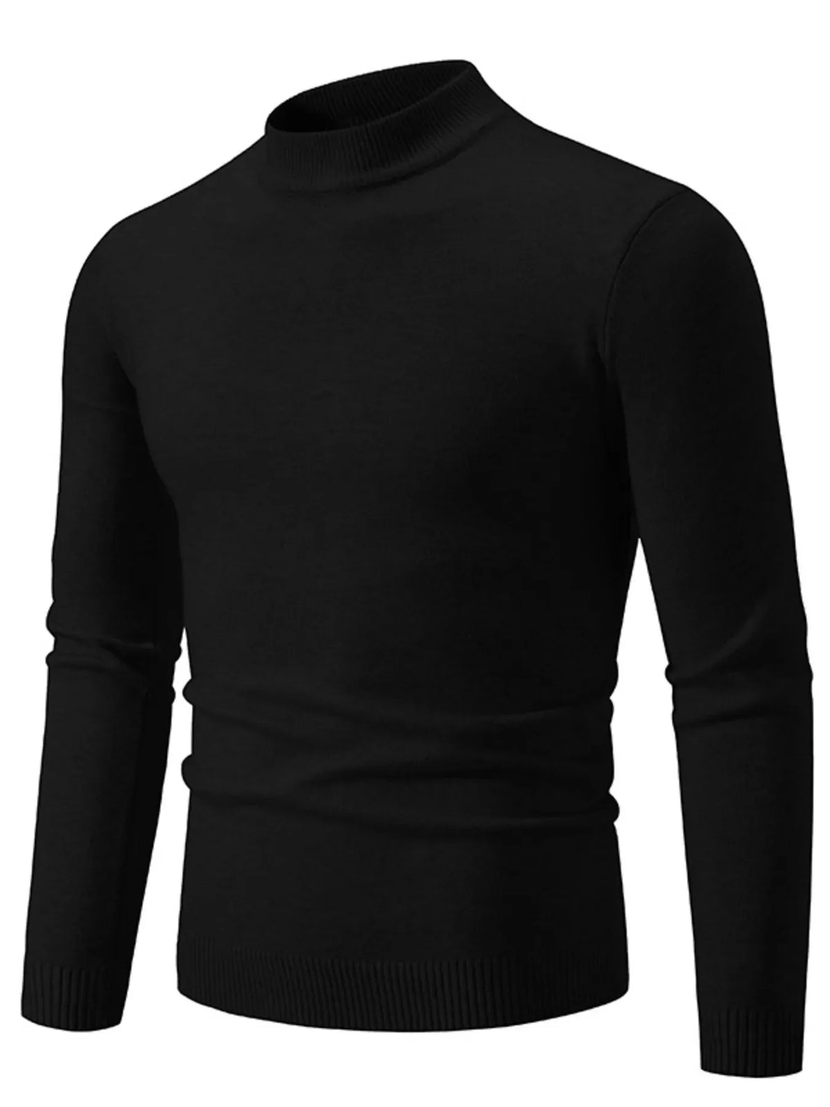 Men's Plus Size Ribbed Hem Mock Neck Long Sleeve Sweater