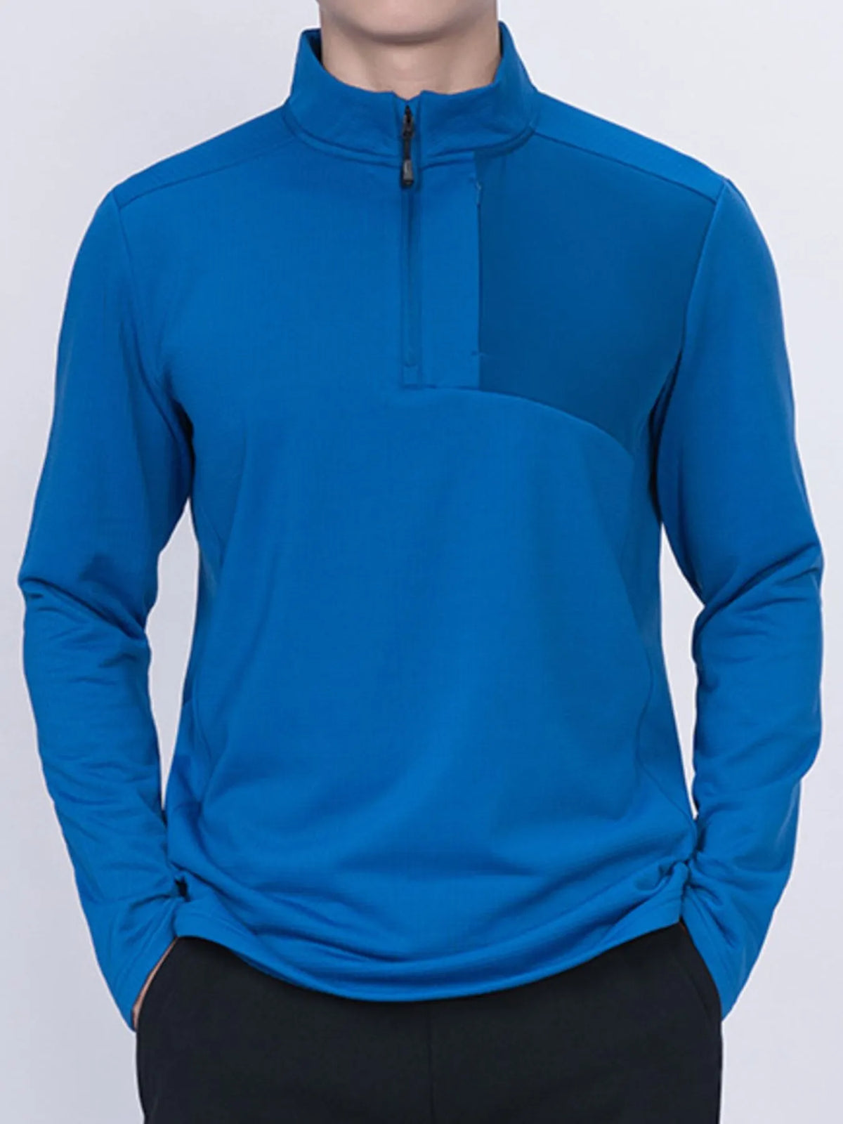 Men's Plus Size Quarter Zip Long Sleeve Top