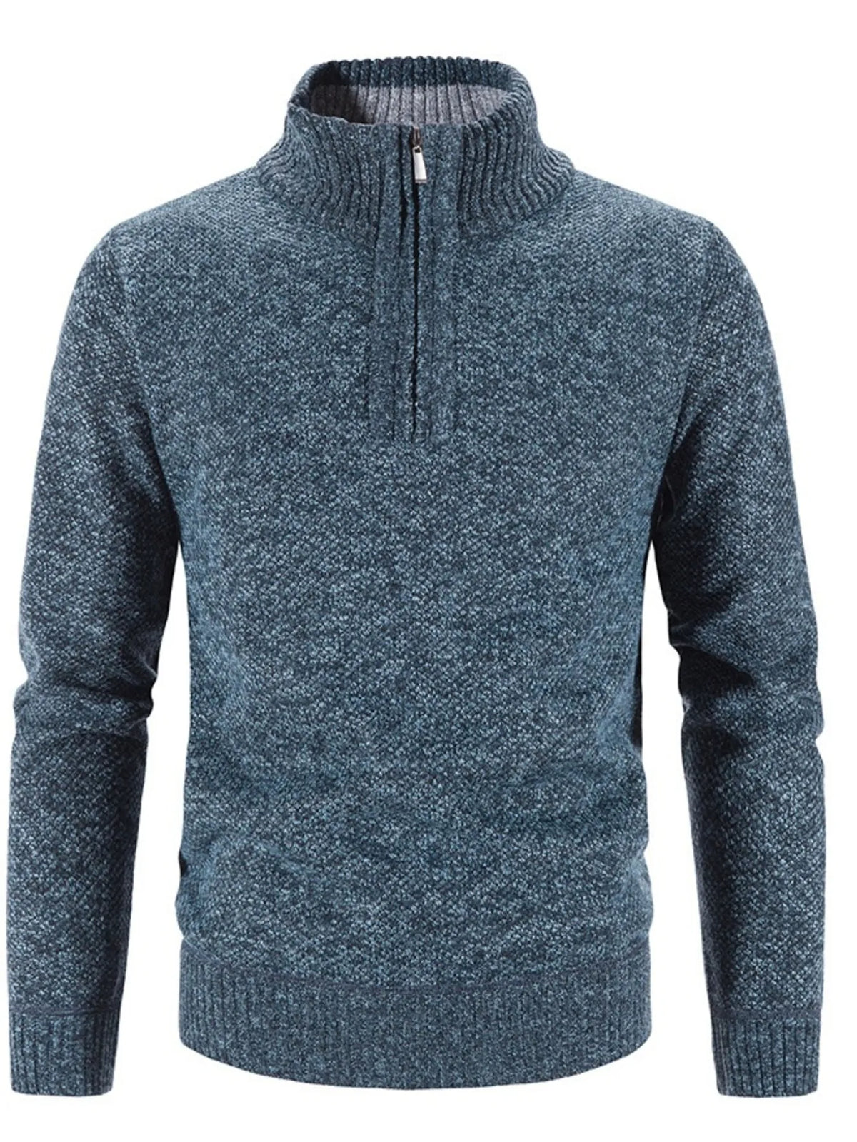 Men's Plus Size Quarter Zip Long Sleeve Sweater