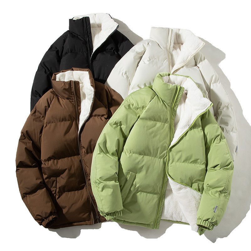 Reaper unit worldwide Couples Stand-up Collar Coat With Pockets Fashion Winter Warm Plush Thickened Jacket For Women Men Loose Outwear Top Clothing