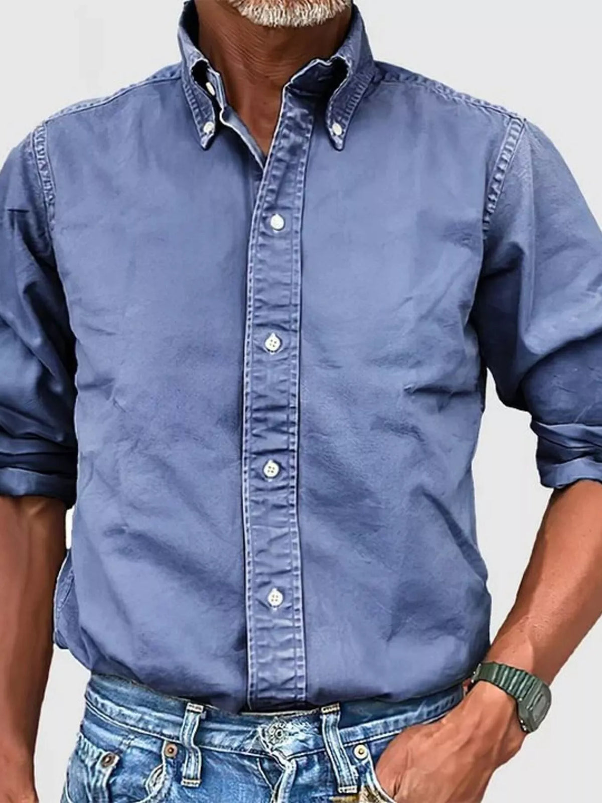 Men's Full Size Casual Button-Down Shirt Plus Size