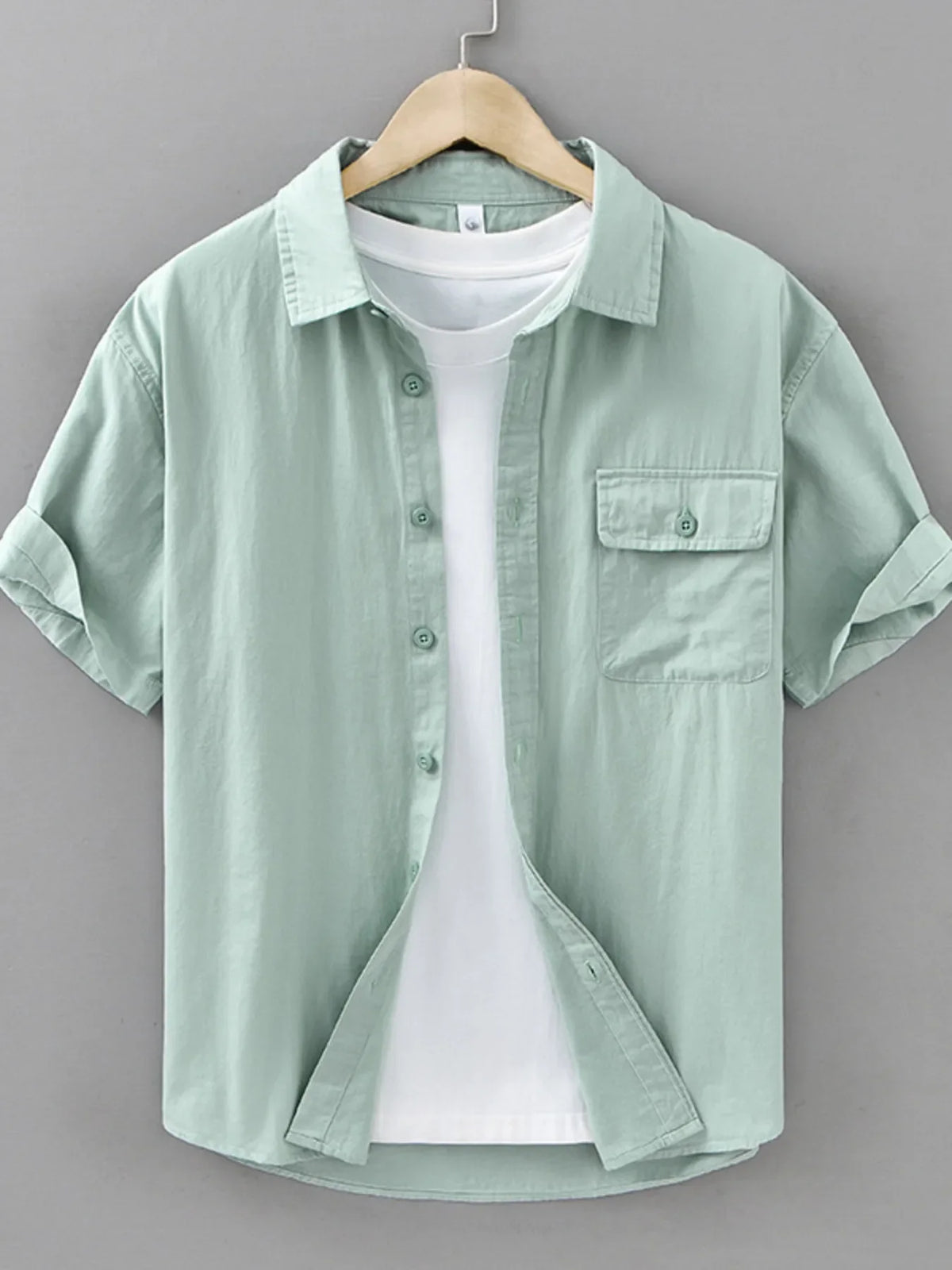 Men's Plus Size Button Up Short Sleeve Shirt